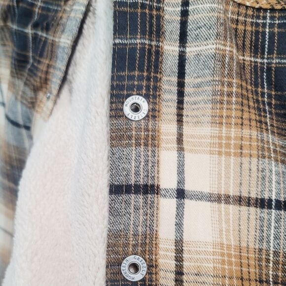 Grizzly Mountain Men's M Sherpa Lined Flannel Shirt Jacket Shacket Brown Plaid - Picture 8 of 16